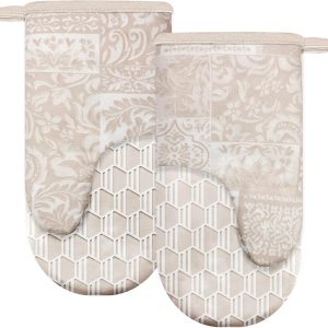 Thumb Oven Mitts, Heat and Slip Resistant Silicone Kitchen Mittens 2-Pack Set